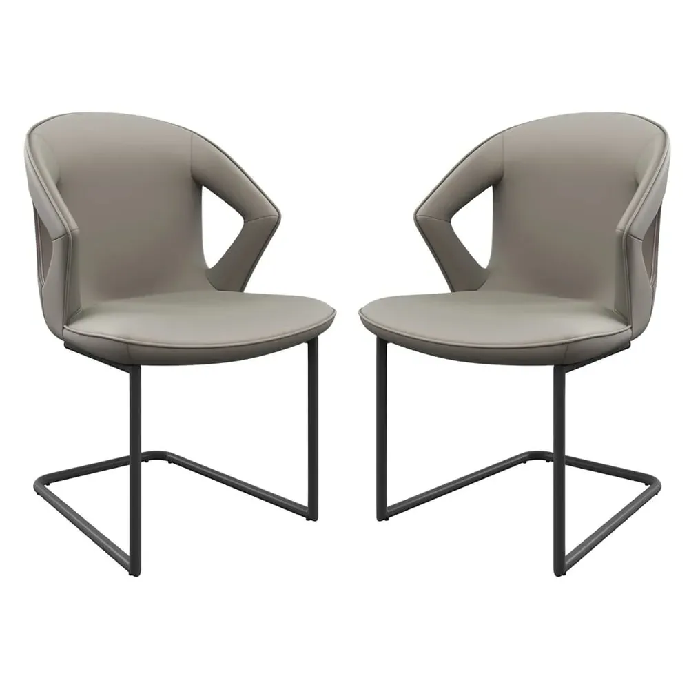 Kenosha High-Back Dining Chairs - Taupe, Faux Leather image