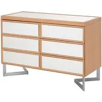 Kensick 6-Drawer Chest - Natural, Mirrored Glass