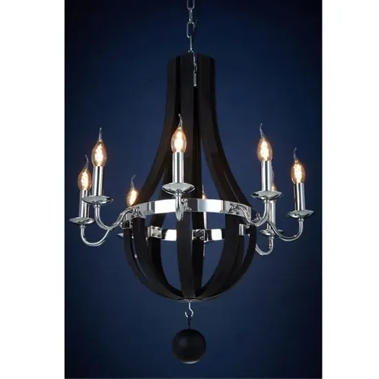 Kensick 8 Bulb Curved Chandelier Ceiling Light - Black
