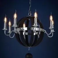 Kensick 8 Bulb Round Chandelier Ceiling Light - Black