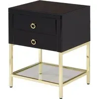 Kensick Bedside Cabinet with Gold Frame - Black