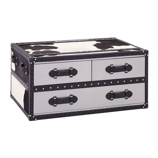Kensick Coffee Table with 3 Drawers - Black, White