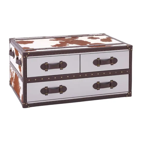 Kensick Coffee Table with 3 Drawers - Brown, White