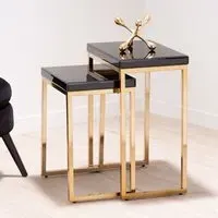 Kensick Nesting Tables Set of 2 - Black, Mirrored Glass