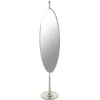Kensick Oval Floor Standing Mirror with Nickel Stand - Silver