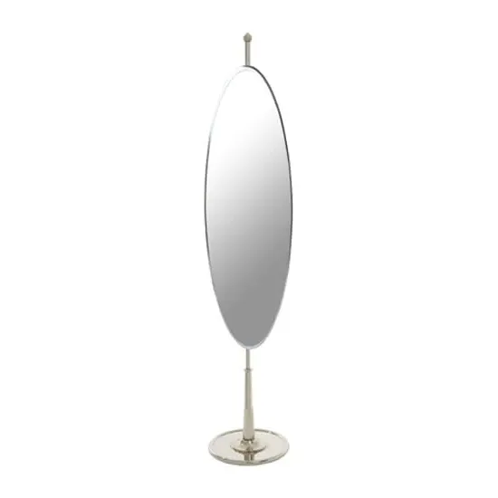 Kensick Oval Floor Standing Mirror with Nickel Stand - Silver image