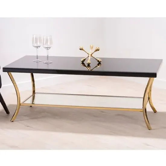 Kensick Rectangular Coffee Table - Black, Mirrored Glass image