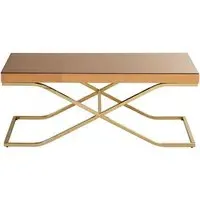 Kensick Rectangular Coffee Table - Brown, Mirrored Glass