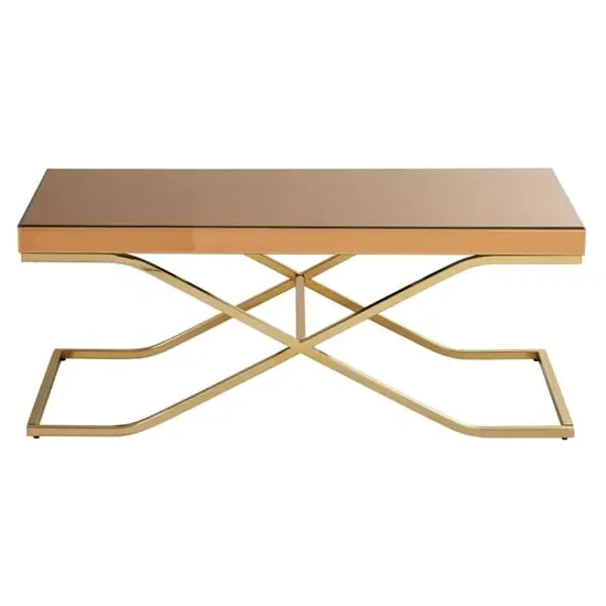 Kensick Rectangular Coffee Table - Brown, Mirrored Glass