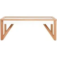 Kensick Rectangular Coffee Table - Natural, Mirrored Glass
