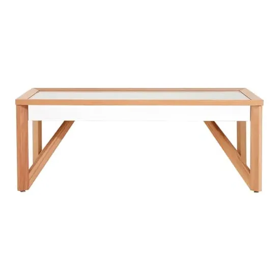 Kensick Rectangular Coffee Table - Natural, Mirrored Glass