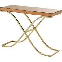 Kensick Rectangular Console Table - Brown, Mirrored Glass