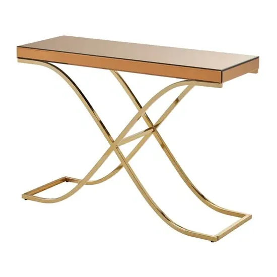 Kensick Rectangular Console Table - Brown, Mirrored Glass image