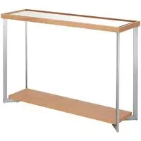 Kensick Rectangular Console Table - Natural, Mirrored Glass