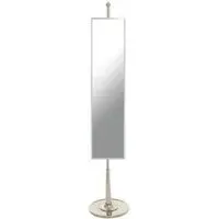 Kensick Rectangular Floor Standing Mirror with Nickel Stand - Silver