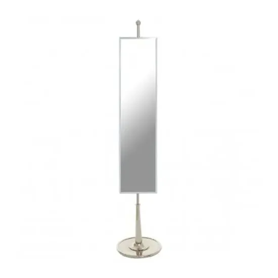 Kensick Rectangular Floor Standing Mirror with Nickel Stand - Silver