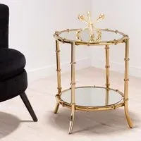 Kensick Round Side Table - Gold, Mirrored Glass