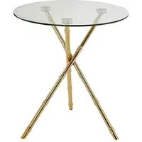 Kensick Round Side Table with Knop Legs - Gold, Glass