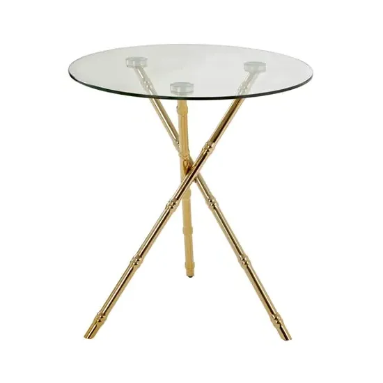 Kensick Round Side Table with Knop Legs - Gold, Glass image