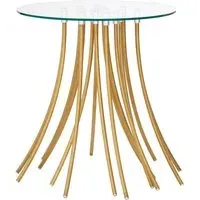 Kensick Round Side Table with Metal Legs - Gold, Glass
