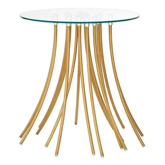 Kensick Round Side Table with Metal Legs - Gold, Glass