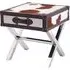 Kensick Side Table with Drawer - Brown, Cowhide