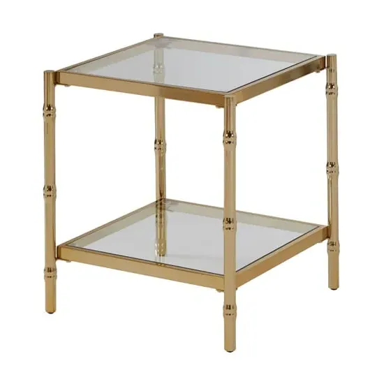 Kensick Square Side Table - Gold, Mirrored Glass