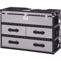 Kensick Storage Cabinet with Drawers - Black, Cowhide