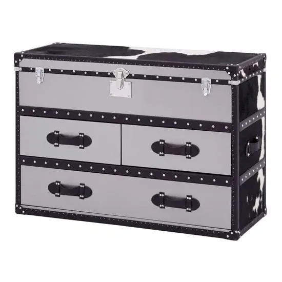 Kensick Storage Cabinet with Drawers - Black, Cowhide