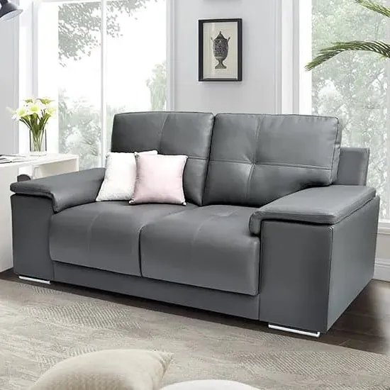 Kensington 2-Seater Sofa - Dark Grey, Faux Leather