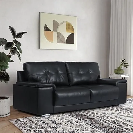 Kensington 3-Seater Sofa - Black, Faux Leather