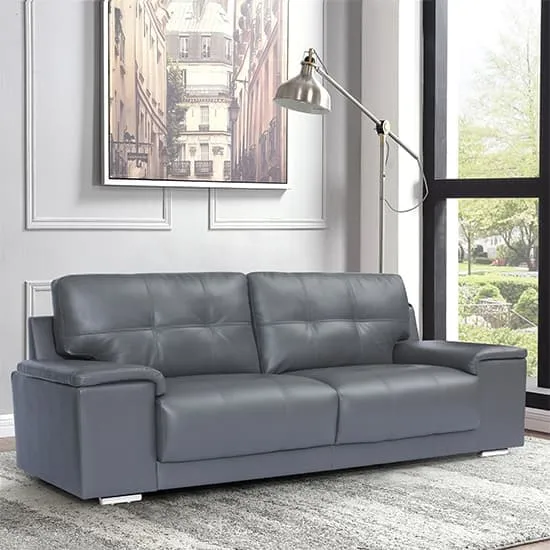 Kensington 3-Seater Sofa - Dark Grey, Faux Leather