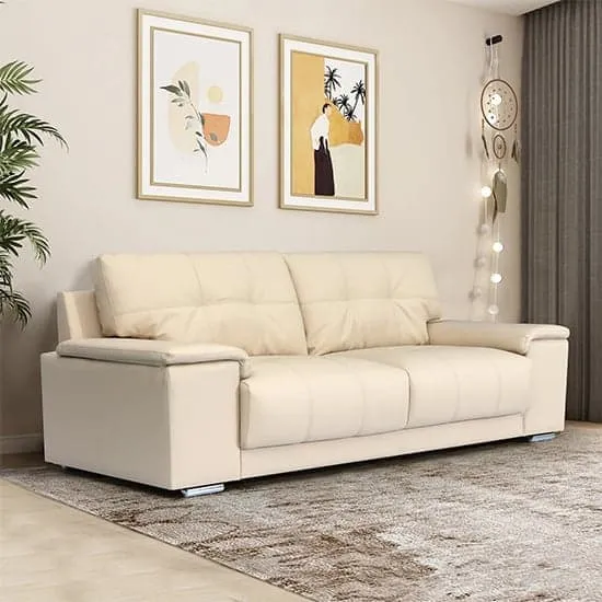Kensington 3-Seater Sofa - Ivory, Faux Leather