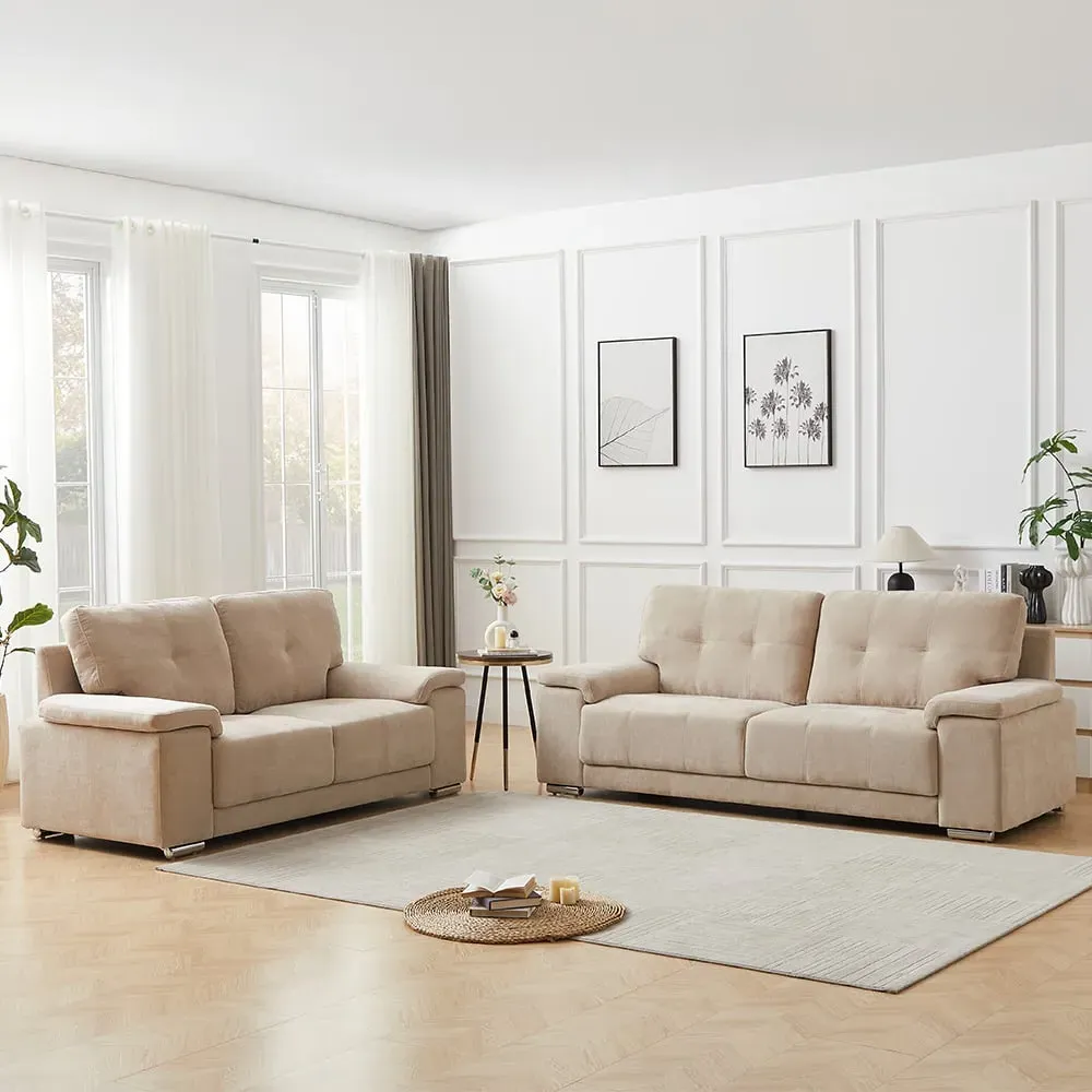 Kensington 3+2 Seater Sofa Set - Stone, Fabric