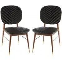 Kentona Dining Chairs Pair - Black, Walnut Wood