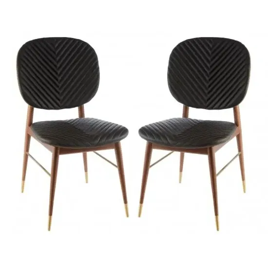 Kentona Dining Chairs Pair - Black, Walnut Wood