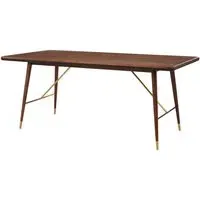 Kentona Rectangular Dining Table - Dark Walnut, Leather