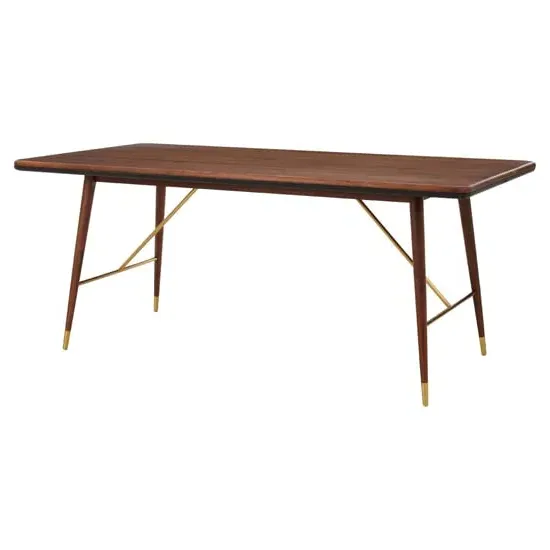Kentona Rectangular Dining Table - Dark Walnut, Leather image