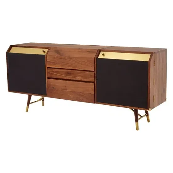 Kentona Wooden Sideboard with 2 Doors - Black, Walnut image