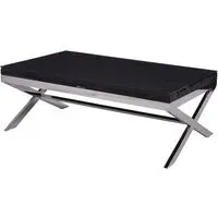Kero Glass Top Coffee Table with Cross Base - Black