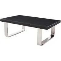 Kero Glass Top Coffee Table with U-Shaped Base - Black