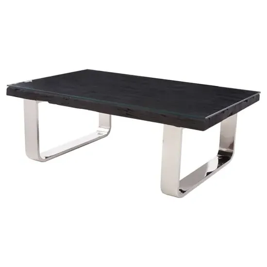 Kero Glass Top Coffee Table with U-Shaped Base - Black