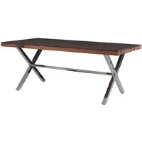 Kero Glass Top Dining Table with Cross Base - Natural