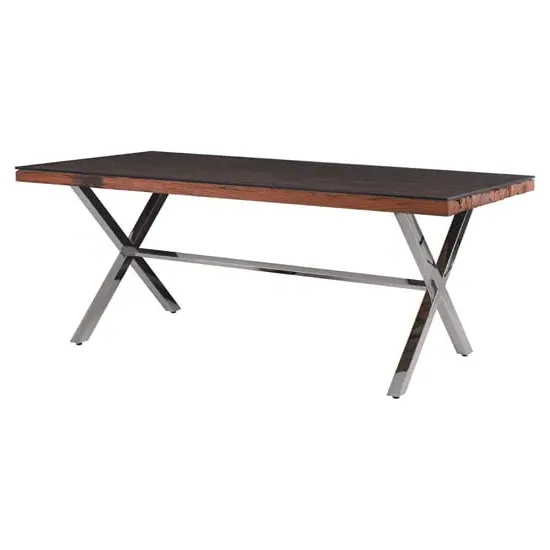 Kero Glass Top Dining Table with Cross Base - Natural