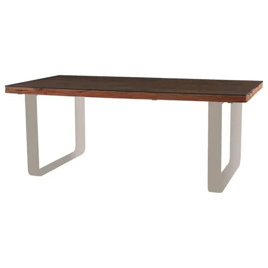 Kero Glass Top Dining Table with U-Shaped Base - Natural