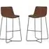 Kerrville Bar Stools Pair - Brown, PU Leather