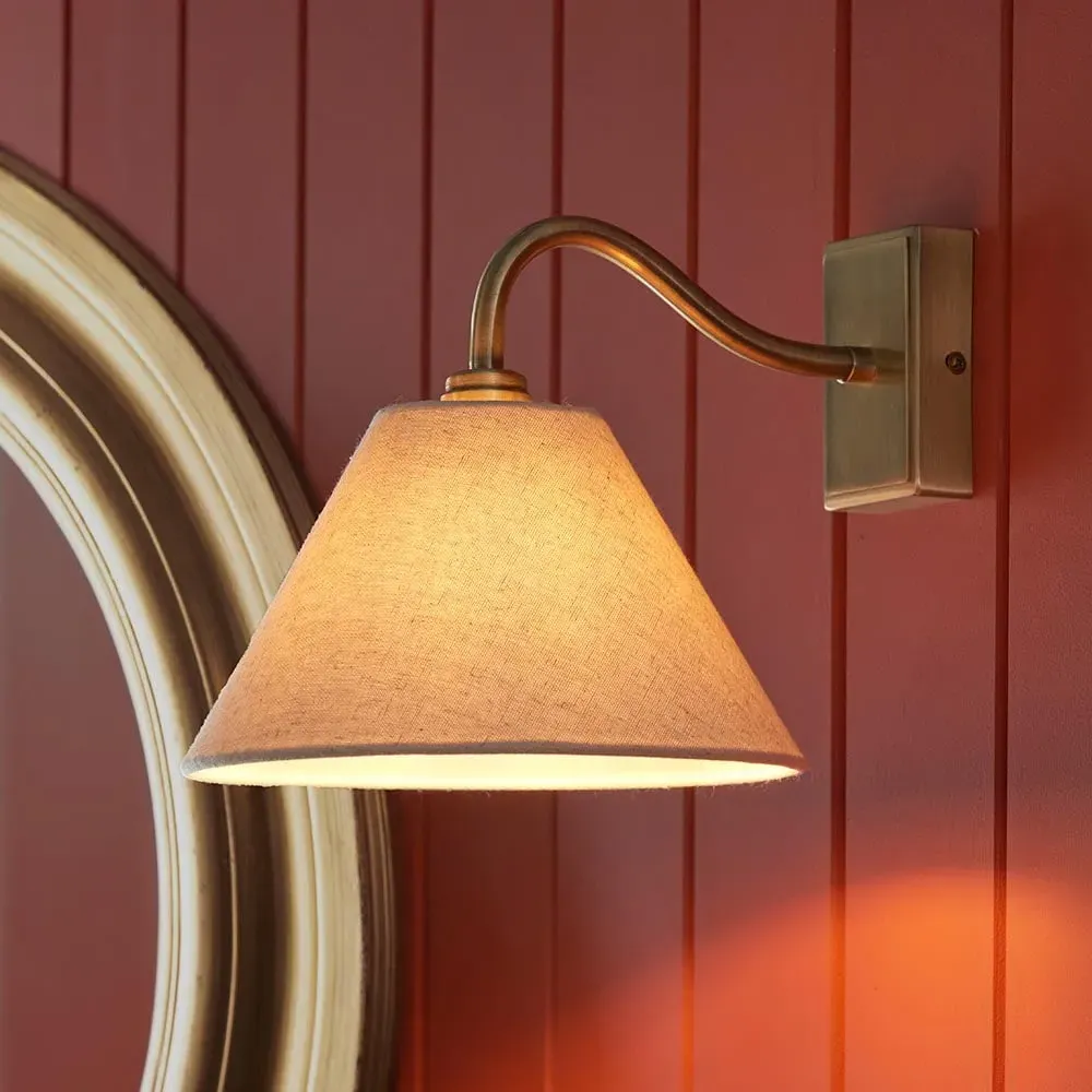 Kerrville Textured Fabric Wall Light - Antique Brass image