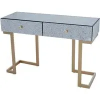 Keseni Mirrored Chest of 6 Drawers with Brass Base - Silver