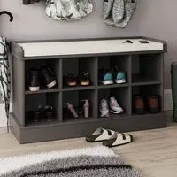 Keswick Shoe Storage Bench with Cushion - Grey