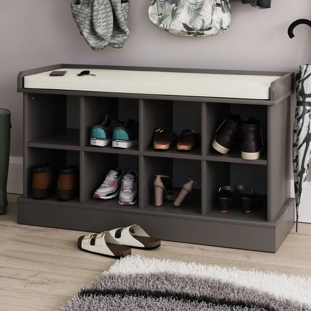 Keswick Shoe Storage Bench with Cushion - Grey image